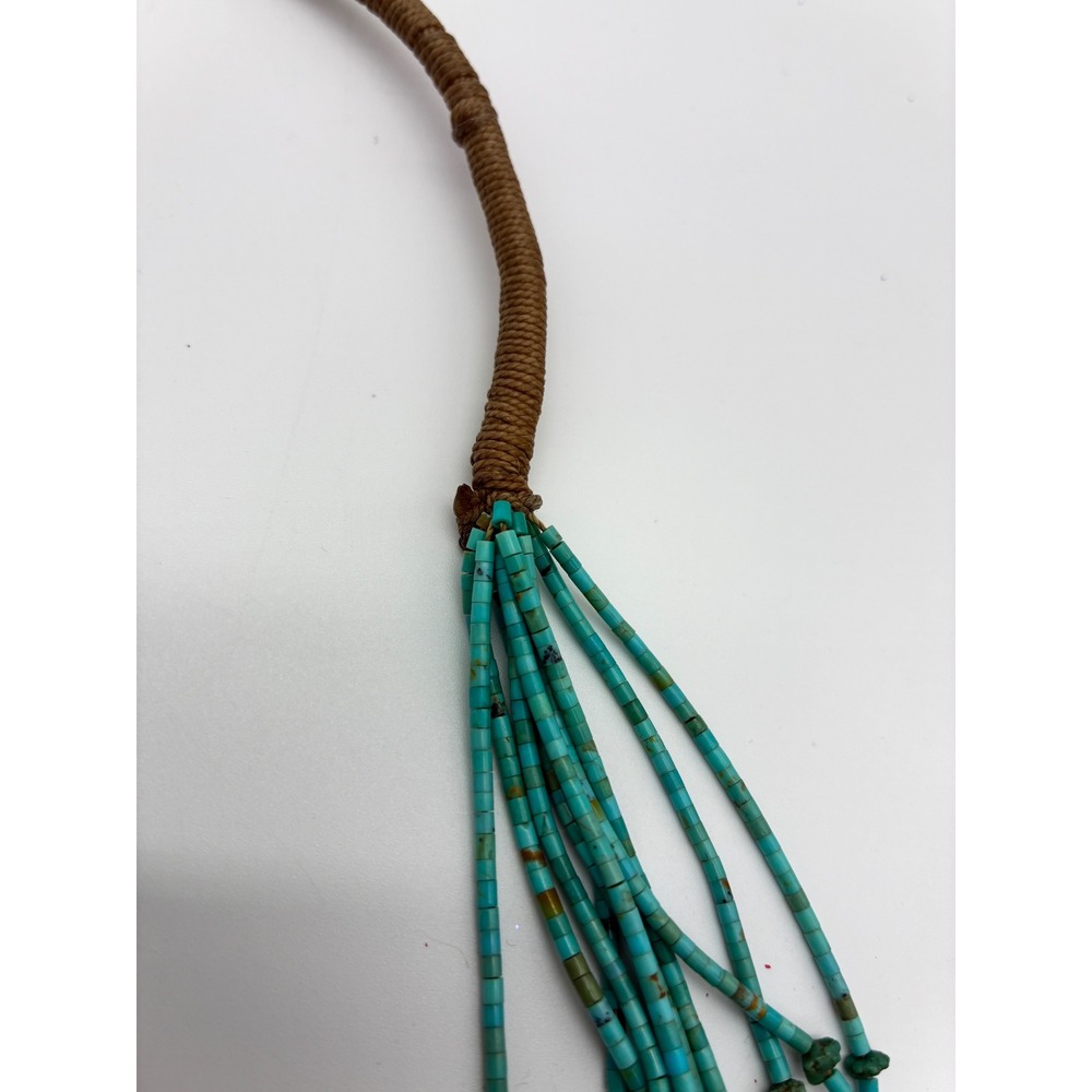 Santo Domingo Kewa Style 10 Strand Fine Turquoise Heishi Nugget Necklace 28" - Picture 4 of 6